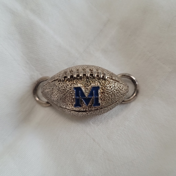 RARE 14K Gold & 925 University of Michigan Wolverines Football Charm Bracelet - Picture 6 of 15